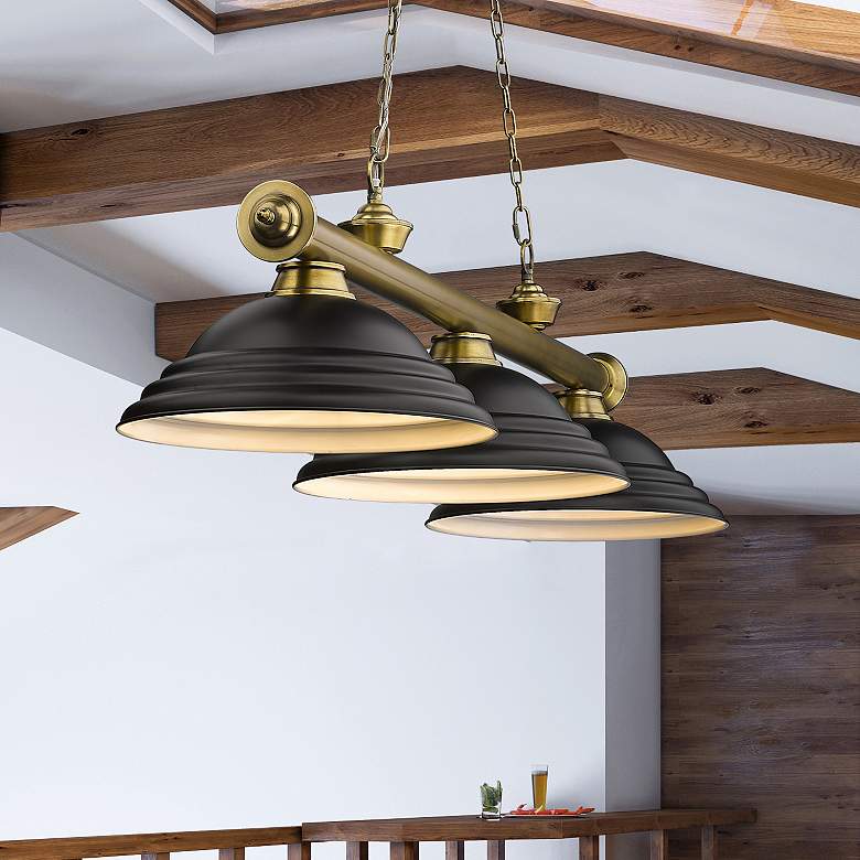 Image 1 Cordon by Z-Lite Rubbed Brass 3 Light Billiard Light