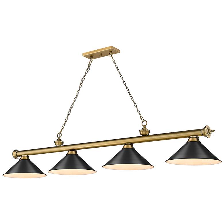 Image 2 Cordon by Z-Lite Rubbed Brass 4 Light Billiard Light