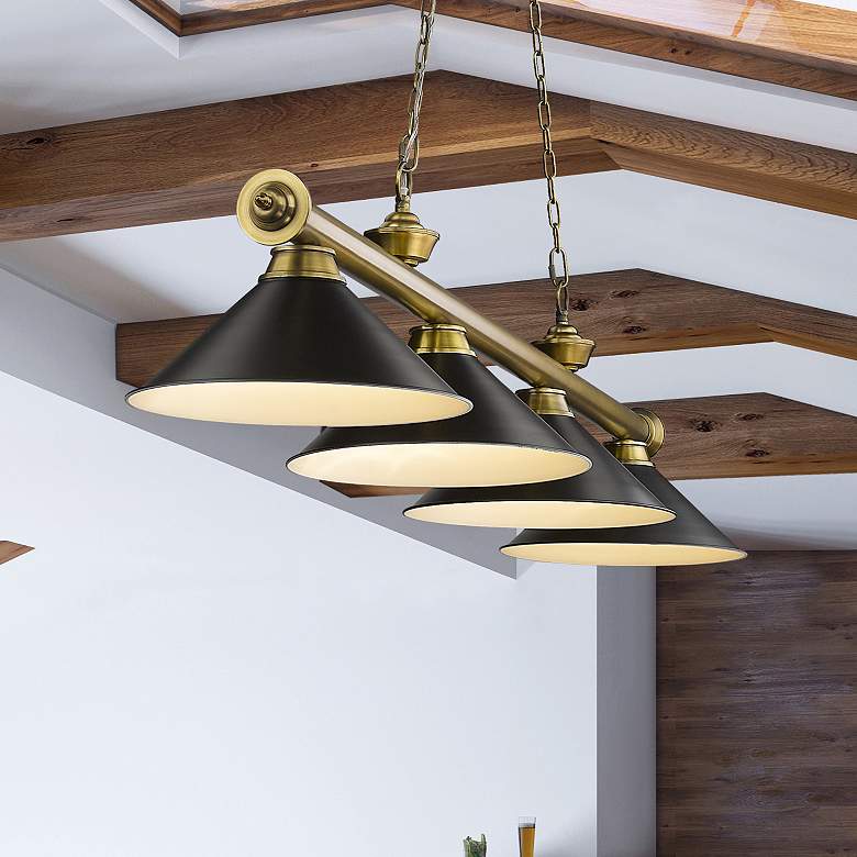 Image 1 Cordon by Z-Lite Rubbed Brass 4 Light Billiard Light