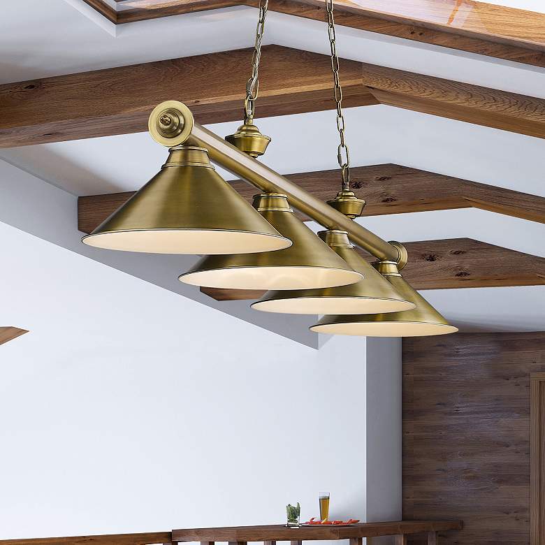 Image 1 Cordon by Z-Lite Rubbed Brass 4 Light Billiard Light