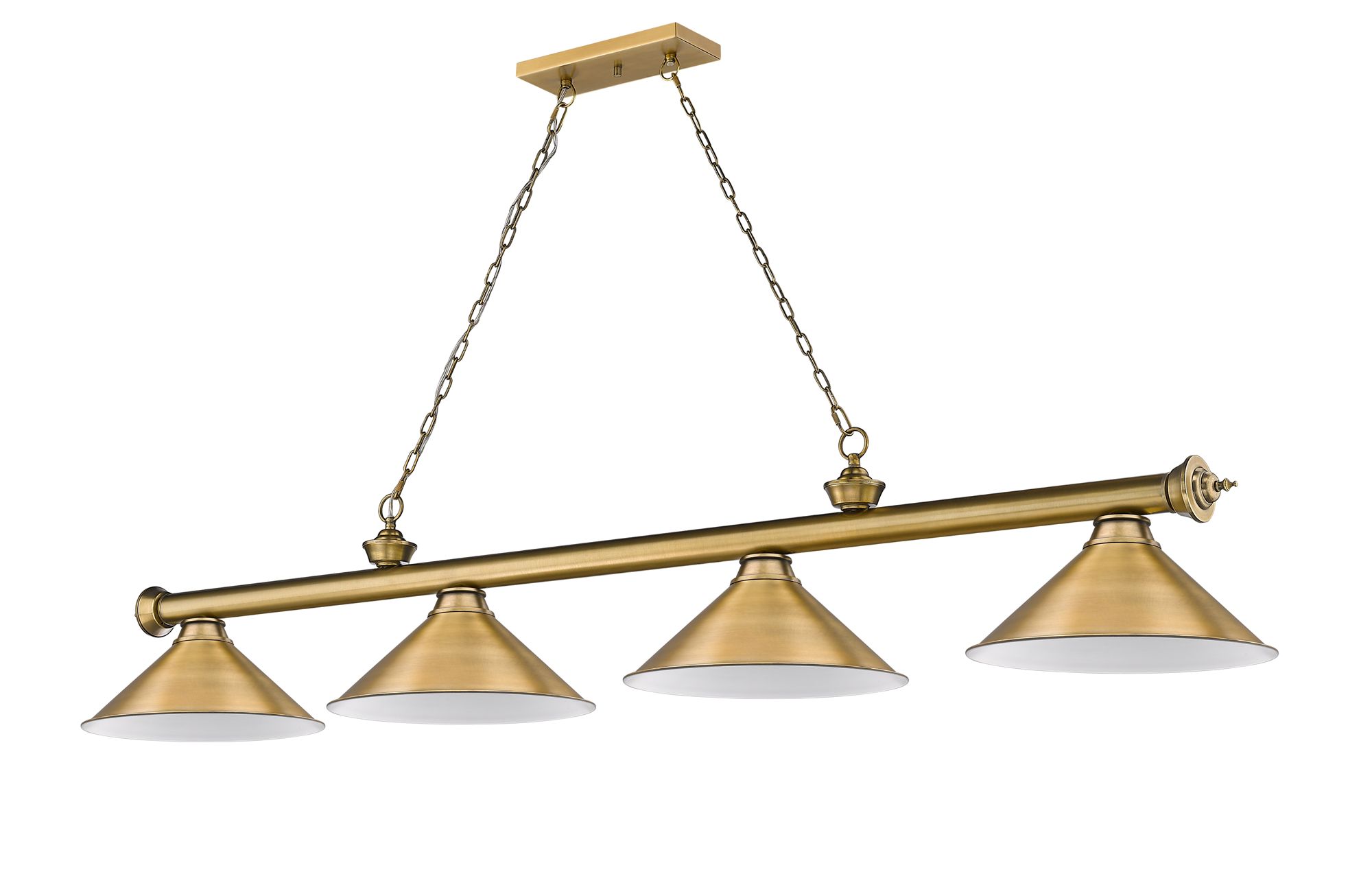 Cordon by Z-Lite Rubbed Brass 4 Light Billiard Light