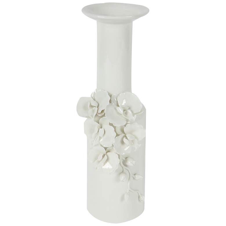 Image 1 Cordone 13 3/4 inch High White Ceramic Vase 