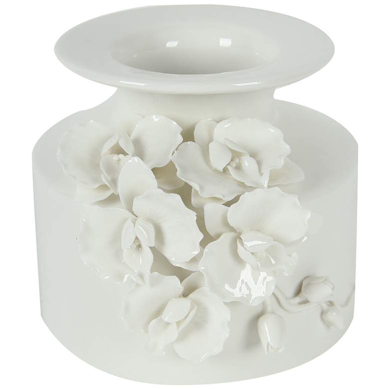 Cordone 6 1/4&quot; High White Ceramic Vase