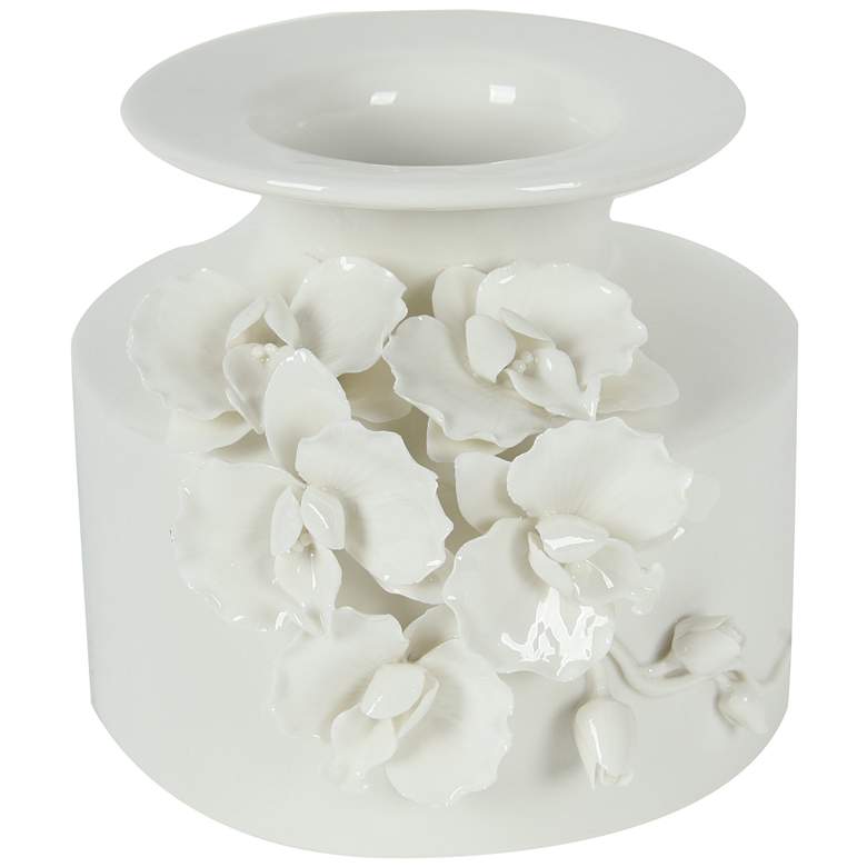 Image 1 Cordone 6 1/4" High White Ceramic Vase