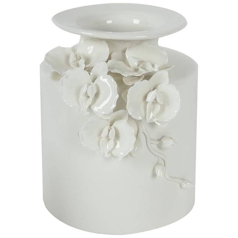Image 1 Cordone 8 3/4" High White Ceramic Vase 