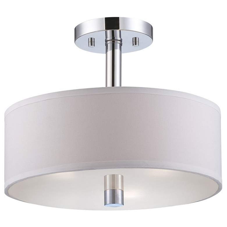 Image 1 Cordova 13-in W Chrome Fabric Semi-Flush Mount Light