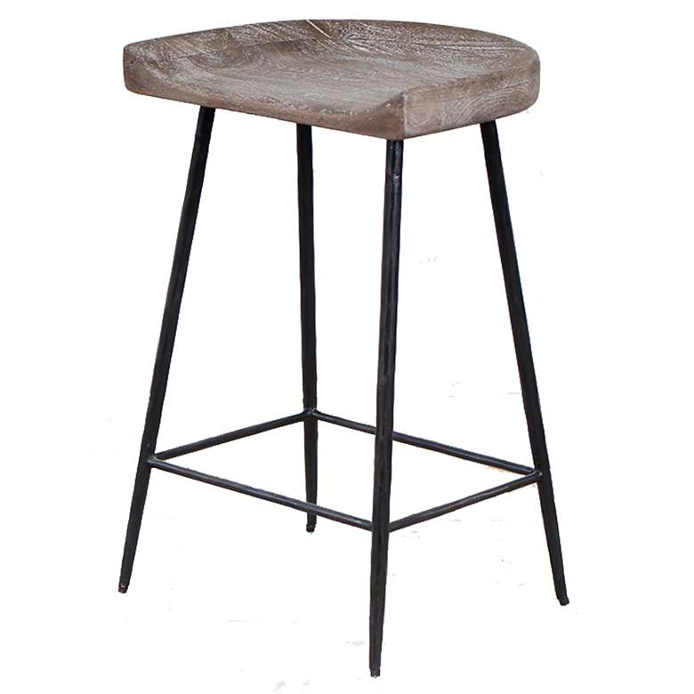Image 1 Cordova 25" Satin Black and Driftwood Gray Counter Stool