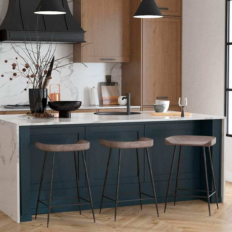 Image 2 Cordova 25" Satin Black and Driftwood Gray Counter Stool more views