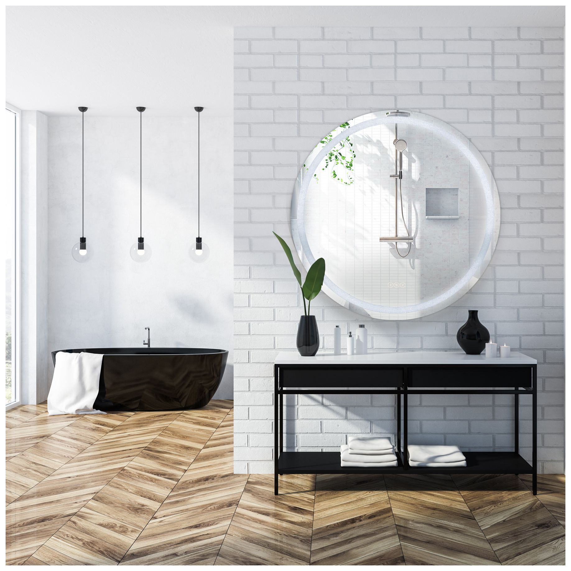 Image 7 Cordova LED Round Frontlit Mirror more views