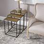 Coreene 21" Wide Aged Black and Gold Nesting Tables Set of 3