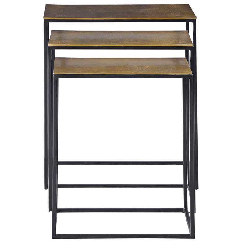 Image 3 Coreene 21" Wide Aged Black and Gold Nesting Tables Set of 3 more views