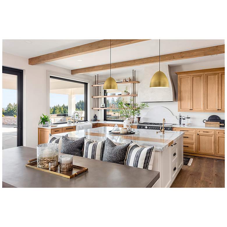 Image 3 Coretto - 1-Light Pendant - Brushed Gold Finish - Brushed Gold Metal Shade more views