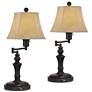 2_Corey Bronze Swing Arm USB Desk Lamps Set of 2 with Socket