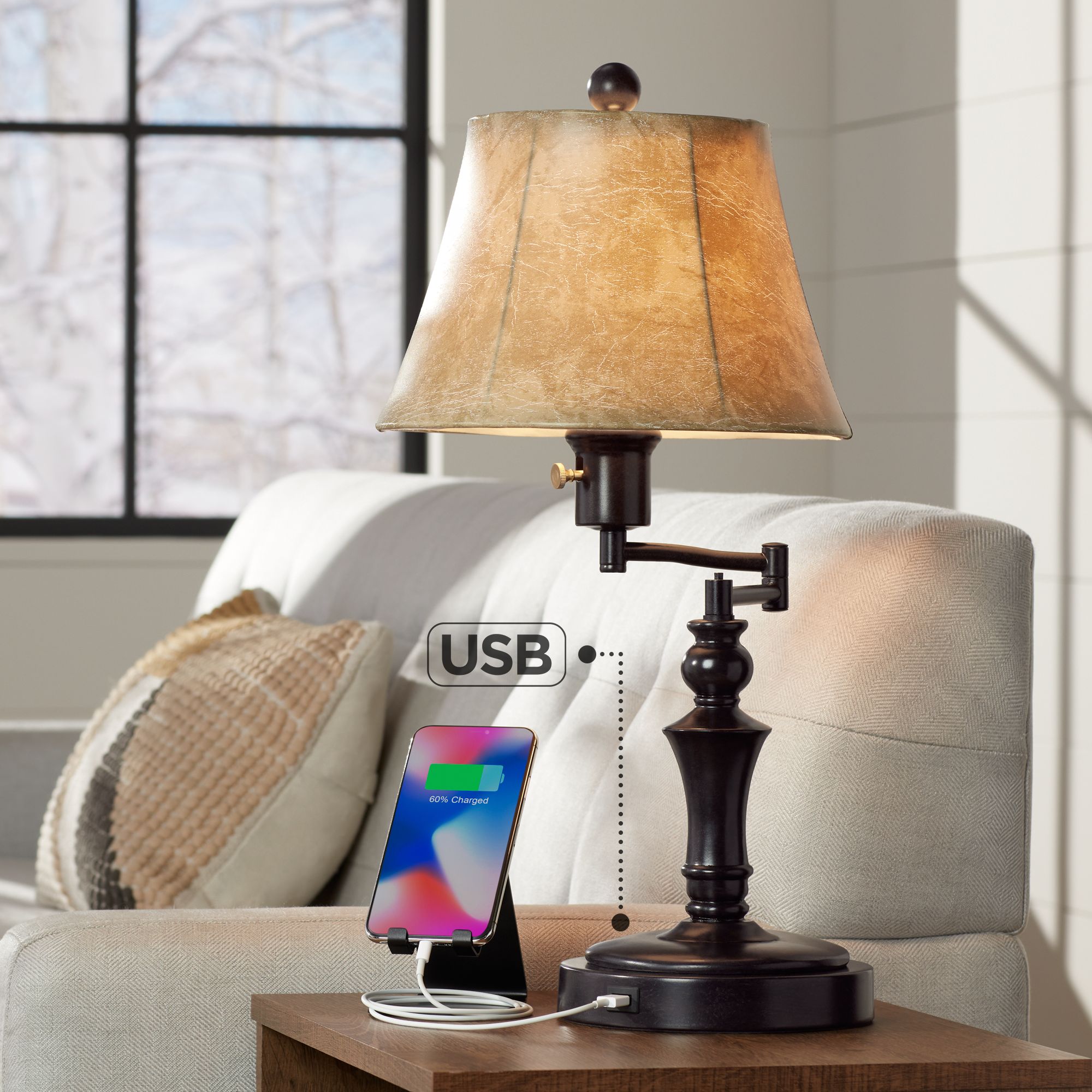 swing arm bedside table lamps