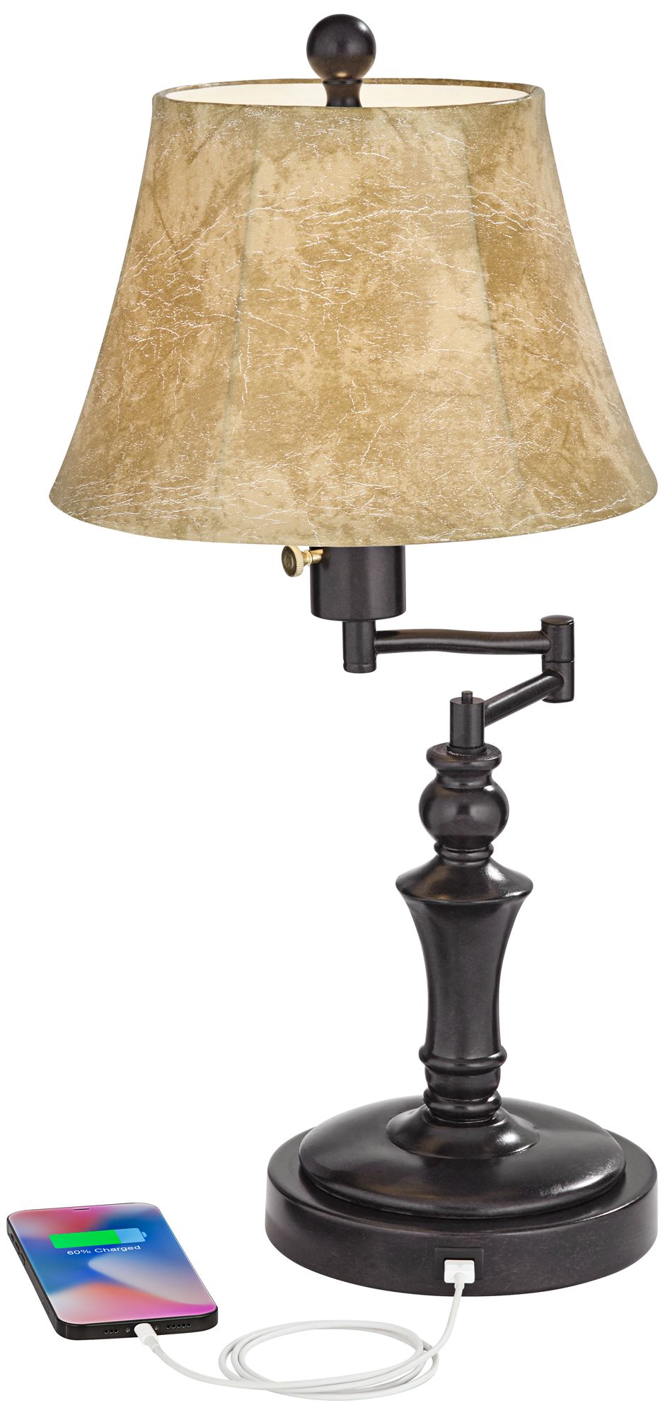 swing arm table lamp with usb port