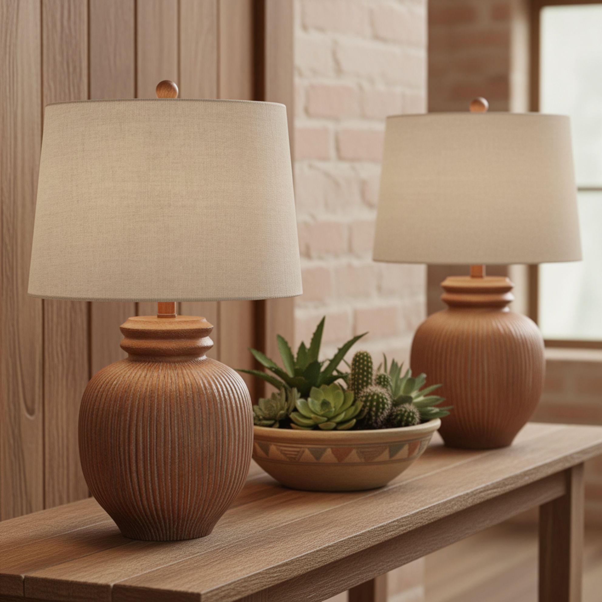 Corfu 24 1/2" High Beige Almond Table Lamp Set of 2