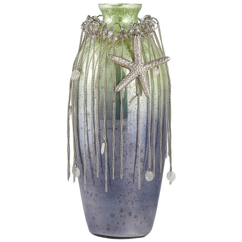Image 1 Corfu Pampas Green 12 inch High Decorative Glass Vase