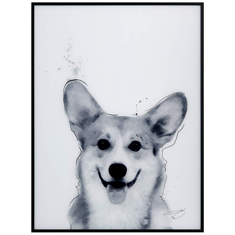 Image 2 Corgi 24"x18" Rectangular Printed Glass Framed Wall Art