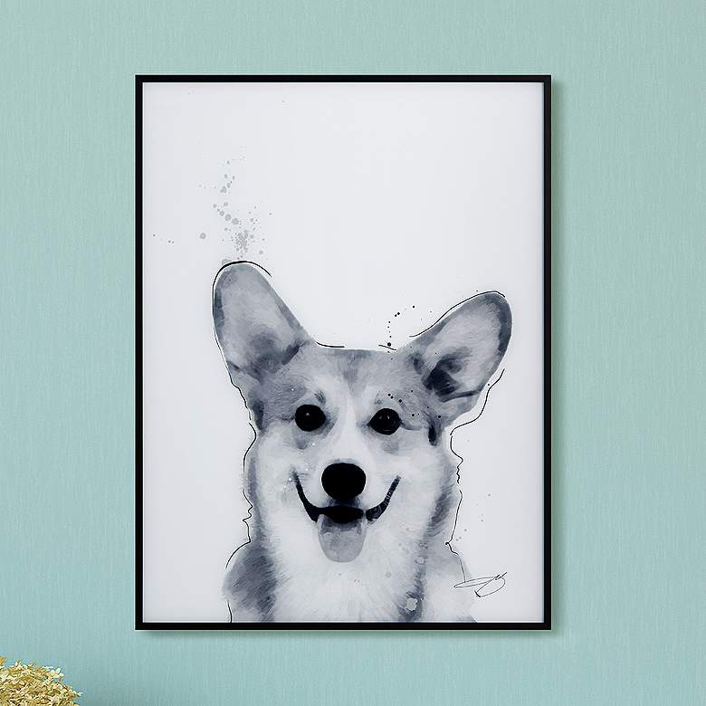 Image 1 Corgi 24"x18" Rectangular Printed Glass Framed Wall Art