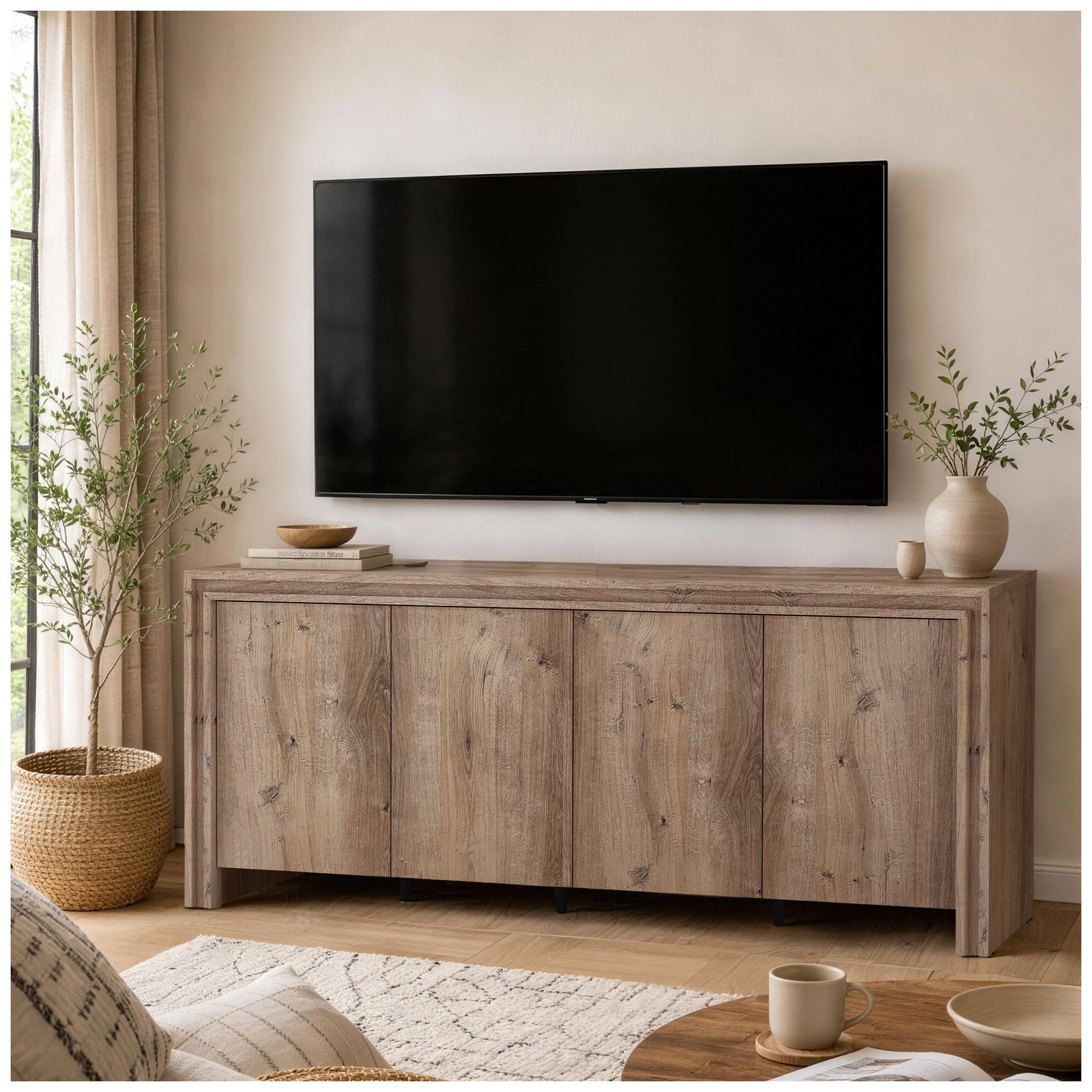 Image 3 Corin Contemporary 60" Sideboard in Brown (4-Door) more views