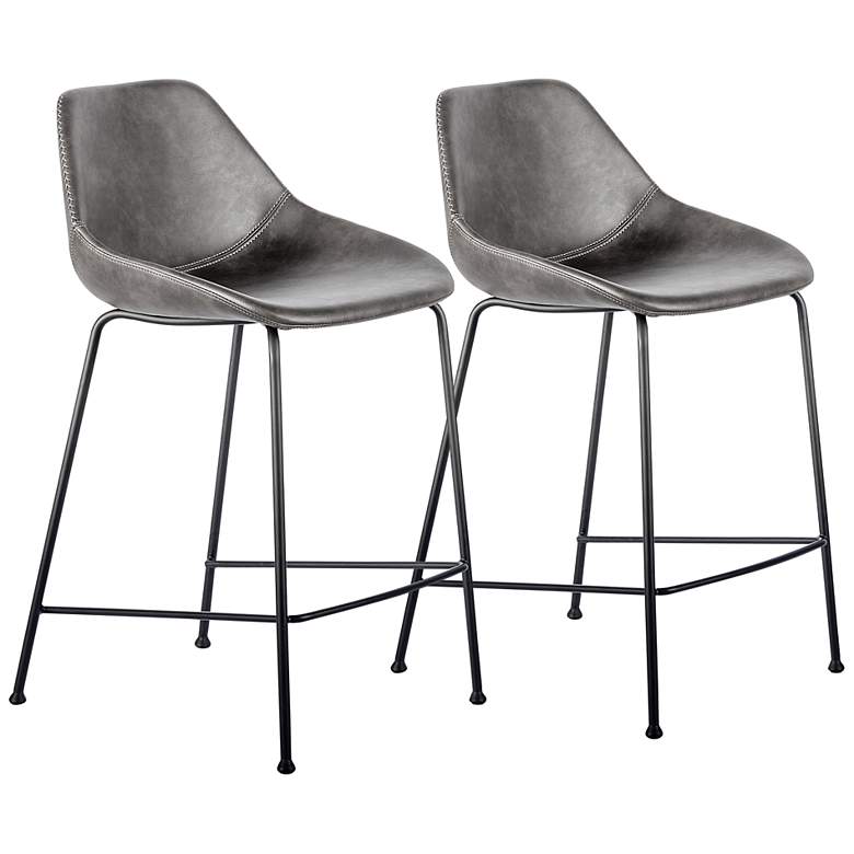 Image 1 Corinna 25 1/4 inch Vintage Dark Gray Counter Stool Set of 2