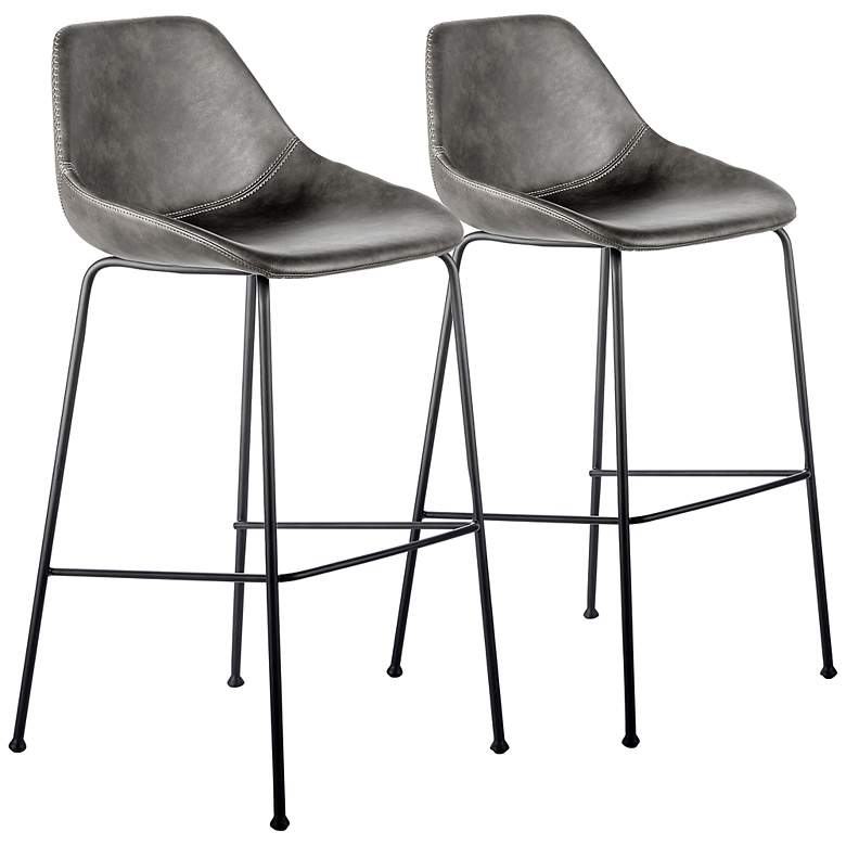Image 1 Corinna 29 1/2" Vintage Dark Gray Bar Stool Set of 2