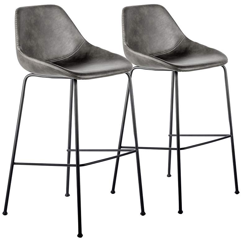 Image 1 Corinna 29 1/2 inch Vintage Dark Gray Bar Stool Set of 2