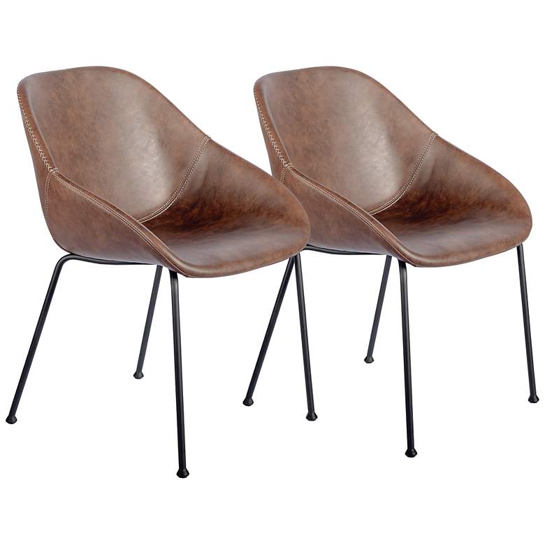 Image 1 Corinna Vintage Brown Leatherette Side Chair Set of 2
