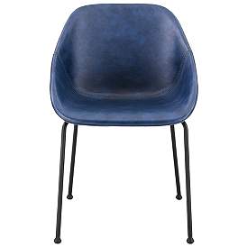 Image3 of Corinna Vintage Dark Blue Leatherette Side Chair Set of 2 more views