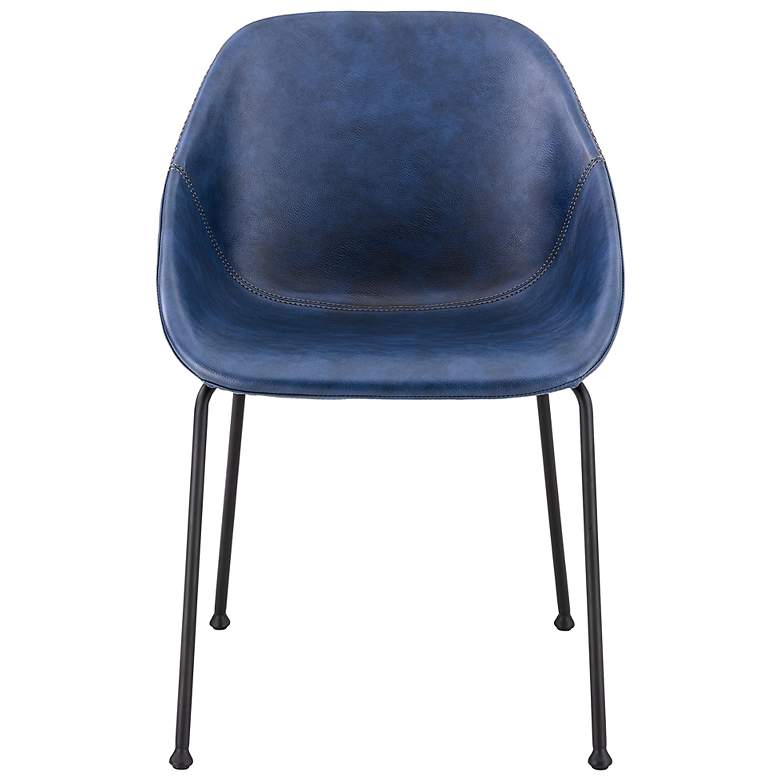 Image 3 Corinna Vintage Dark Blue Leatherette Side Chair Set of 2 more views