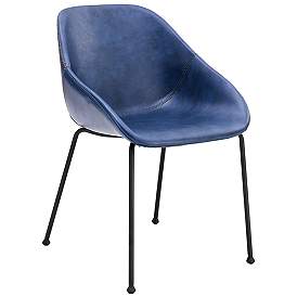 Image4 of Corinna Vintage Dark Blue Leatherette Side Chair Set of 2 more views