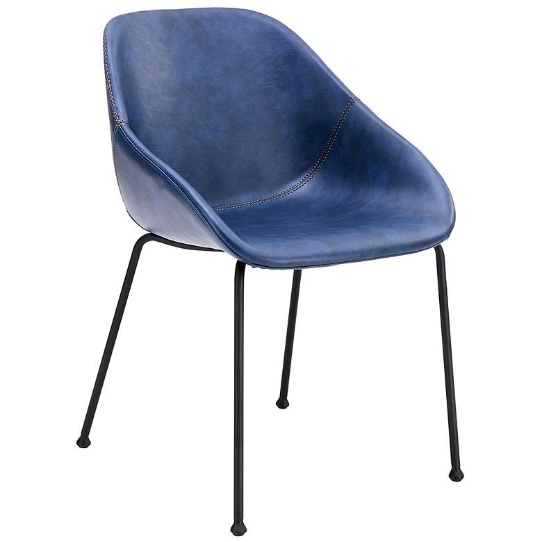 Image 4 Corinna Vintage Dark Blue Leatherette Side Chair Set of 2 more views