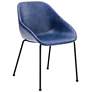 Corinna Vintage Dark Blue Leatherette Side Chair Set of 2
