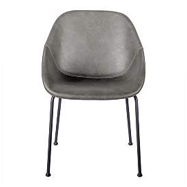 Image4 of Corinna Vintage Dark Gray Leatherette Side Chair Set of 2 more views