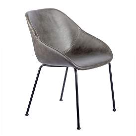 Image5 of Corinna Vintage Dark Gray Leatherette Side Chair Set of 2 more views