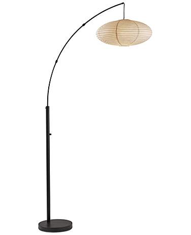 Corinne Black Arc Floor Lamp with Off-White Paper Shade