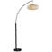 Corinne Black Arc Floor Lamp with Off-White Paper Shade