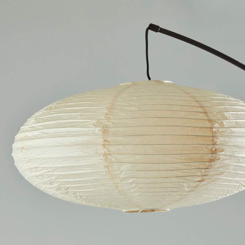 Image 2 Corinne Black Arc Floor Lamp with Off-White Paper Shade more views