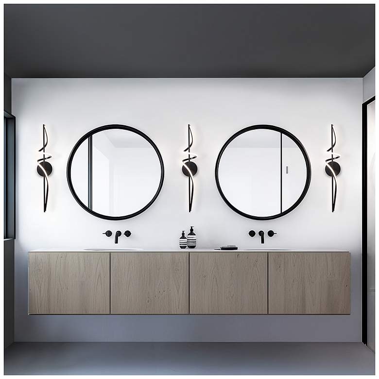 Image 4 Corkscrew 5.5"H x 22"W 1-Light Bath Vanity & Wall Light in Black more views