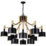 Corna 12 Light Down Chandelier With Matte Black & Satin Gold Finish