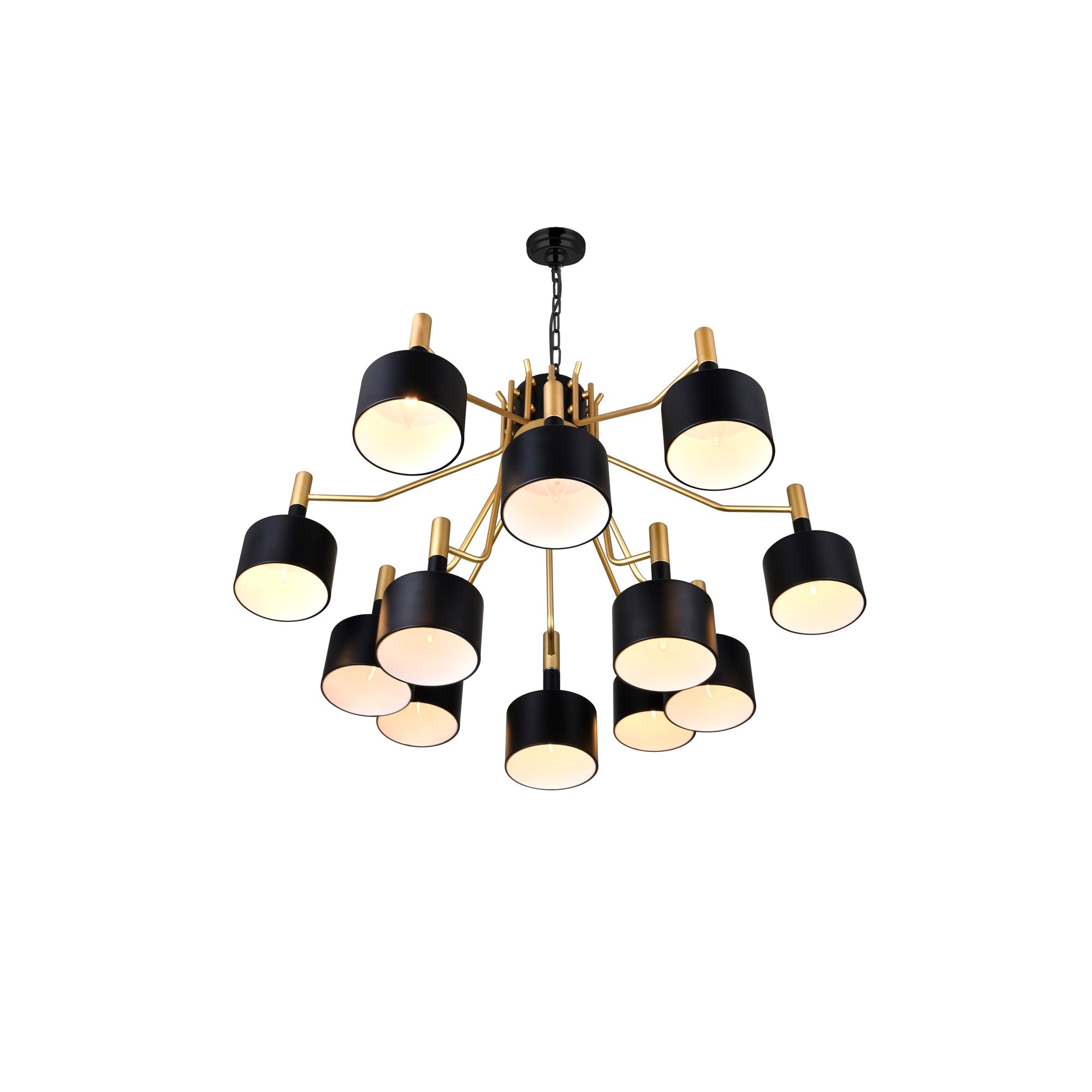 Image 2 Corna 12 Light Down Chandelier With Matte Black & Satin Gold Finish more views