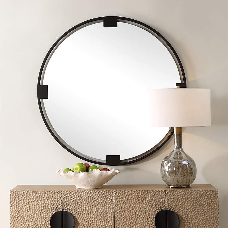 Image 2 Cornelia Dark Bronze 42 1/2" Round Oversized Wall Mirror