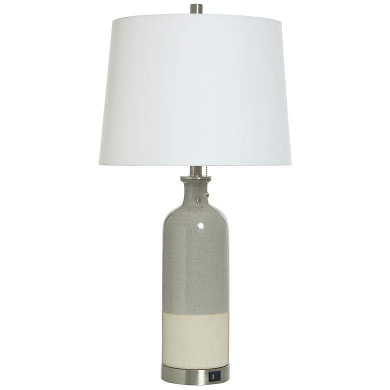 Image 1 Cornelius 29.5" High Light Gray Blue And Ivory USB Port Ceramic Table