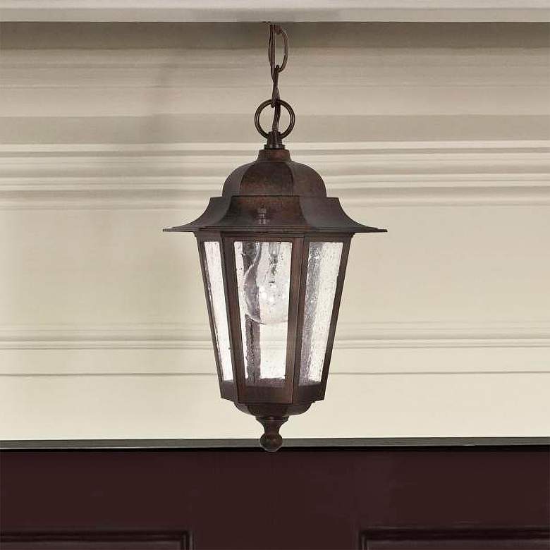 Image 1 Cornerstone; 1 Light; 13 in.; Hanging Lantern with Clear Seed Glass