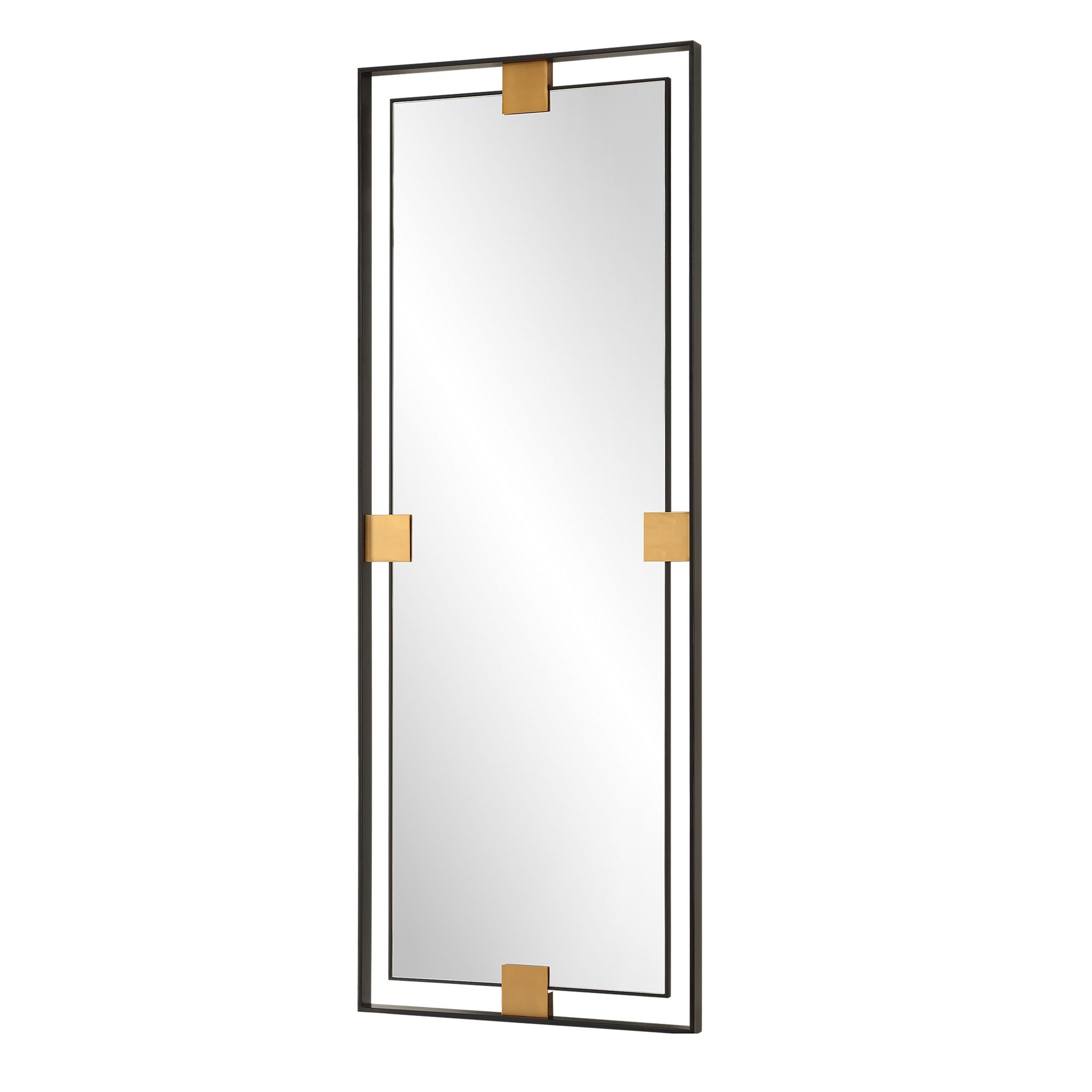 Image 5 Cornerstone Brushed Brass 29" x 77" Rectangular Wall Mirror more views