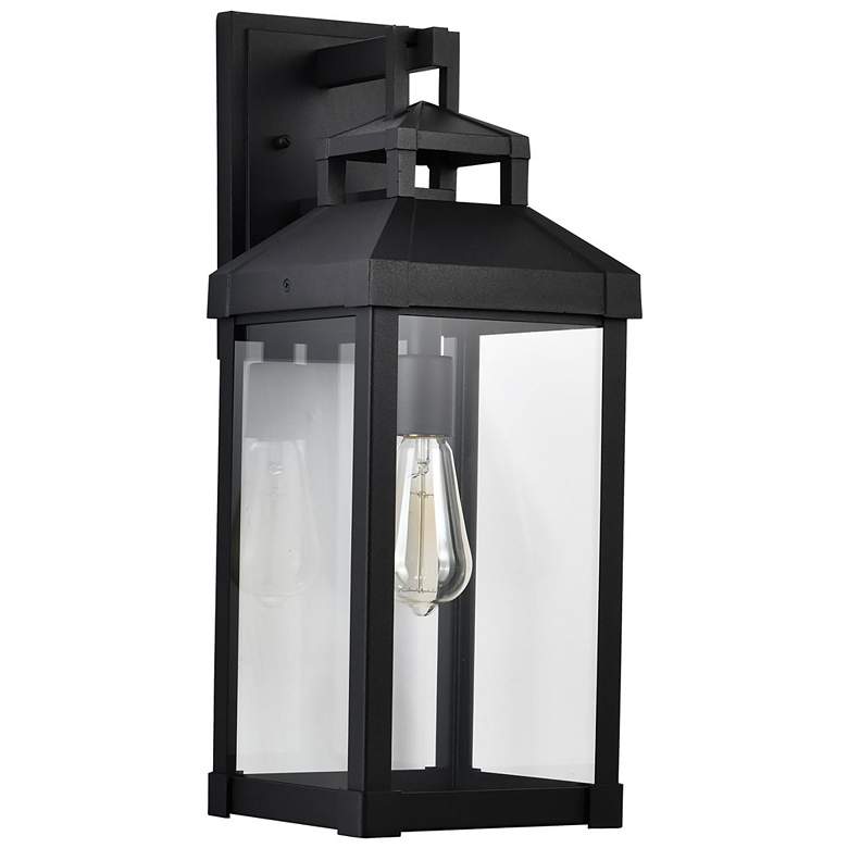 Image 1 Corning; 1 Light Large Wall Lantern; Matte Black with Clear Glass