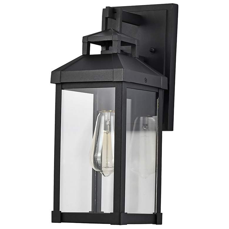 Image 2 Corning; 1 Light Medium Wall Lantern; Matte Black with Clear Glass
