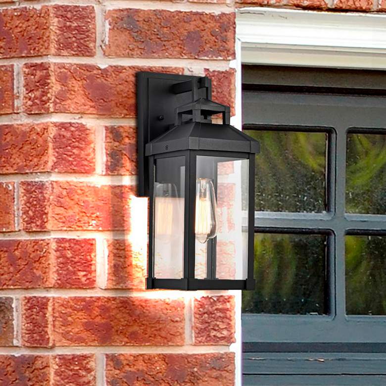 Image 1 Corning; 1 Light Medium Wall Lantern; Matte Black with Clear Glass