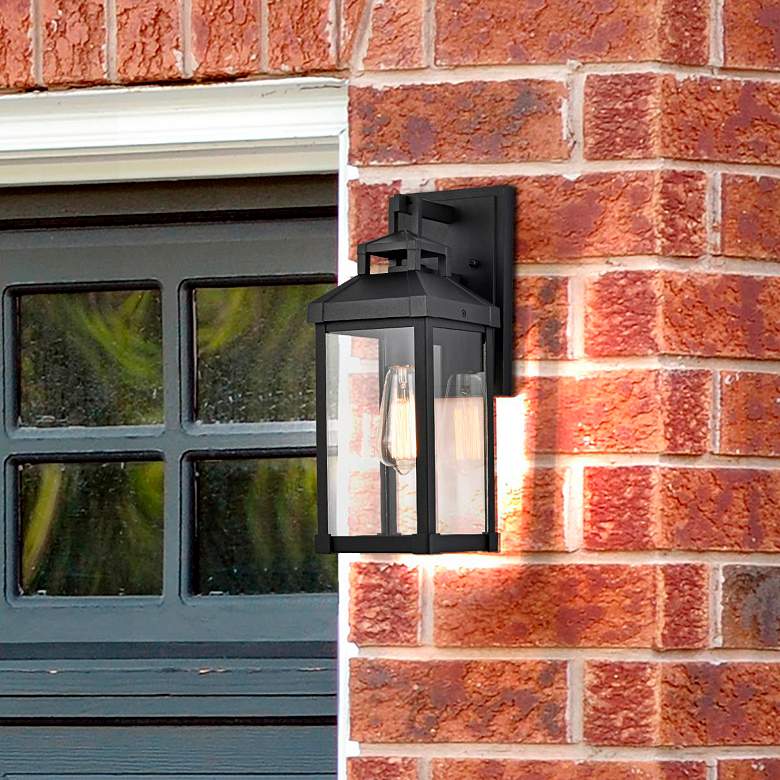 Image 7 Corning; 1 Light Medium Wall Lantern; Matte Black with Clear Glass more views