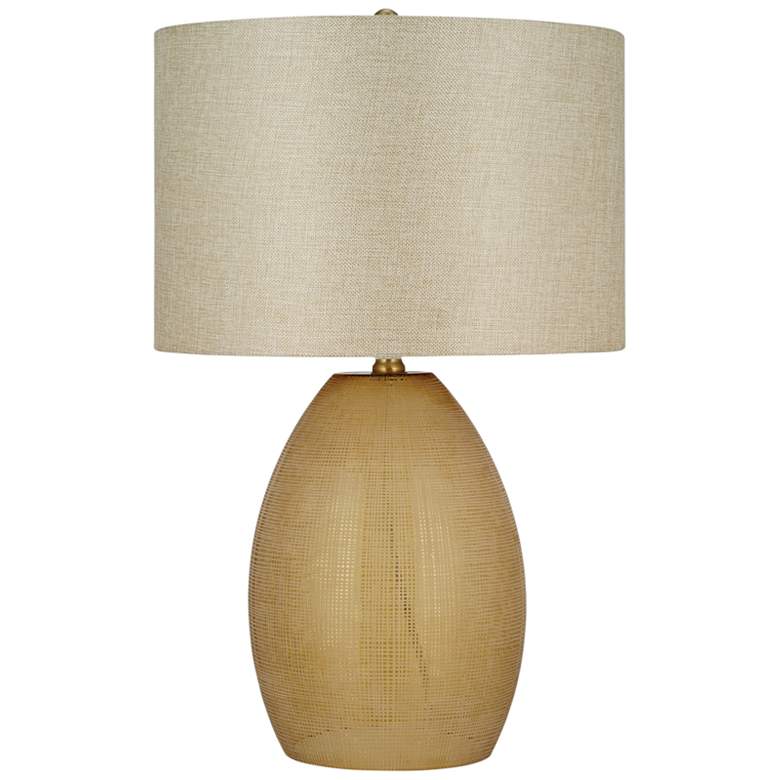 Image 1 Cornstalk Linen Etched Amber Glass LED Table Lamp